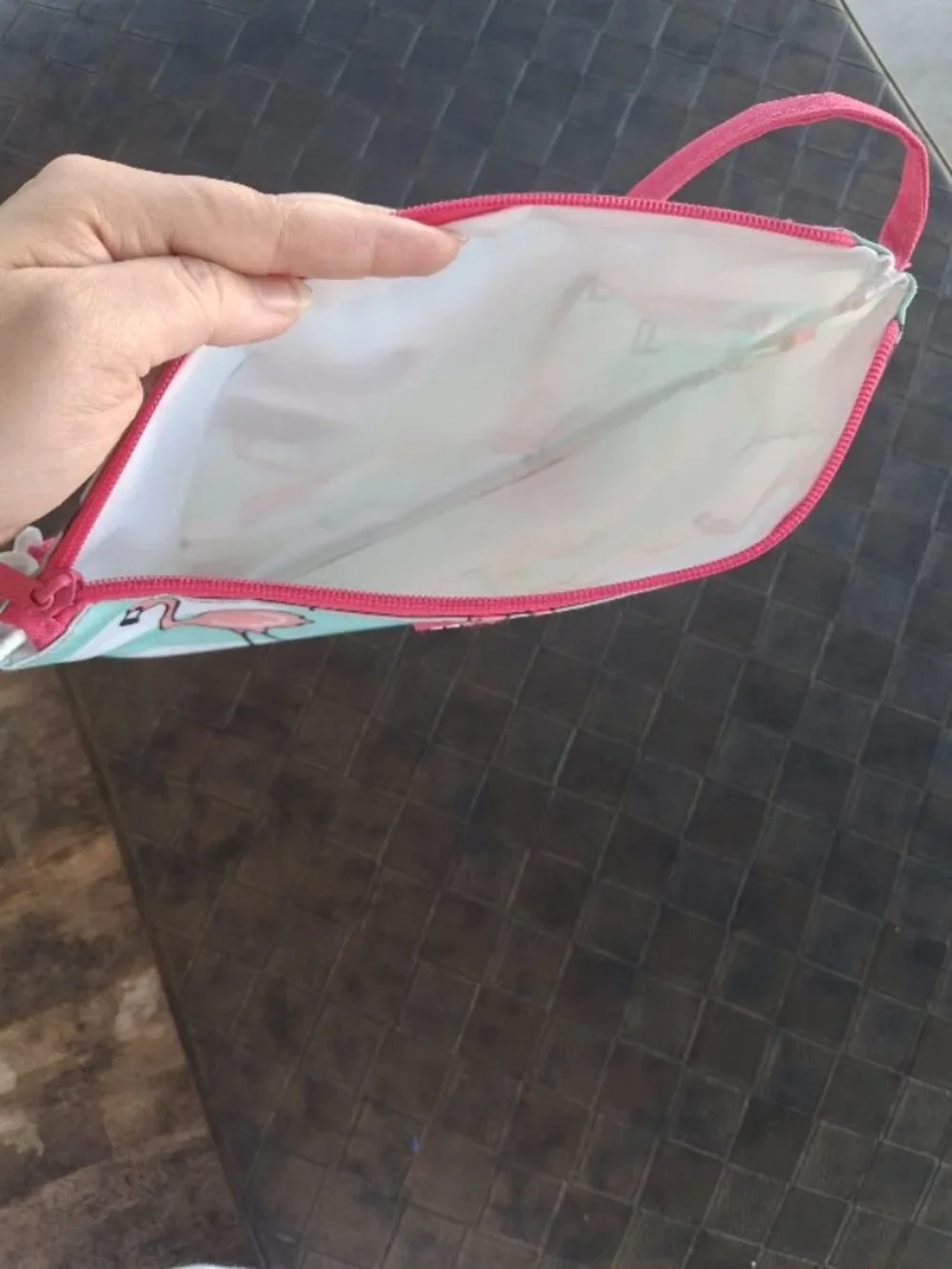 geckobrands Flamingo Stripe Swim Bag Waterproof Wet Dry Wristlet Coastal Preppy